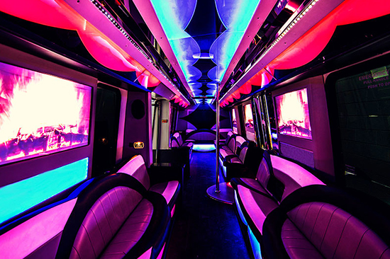 disco lights inside party bus